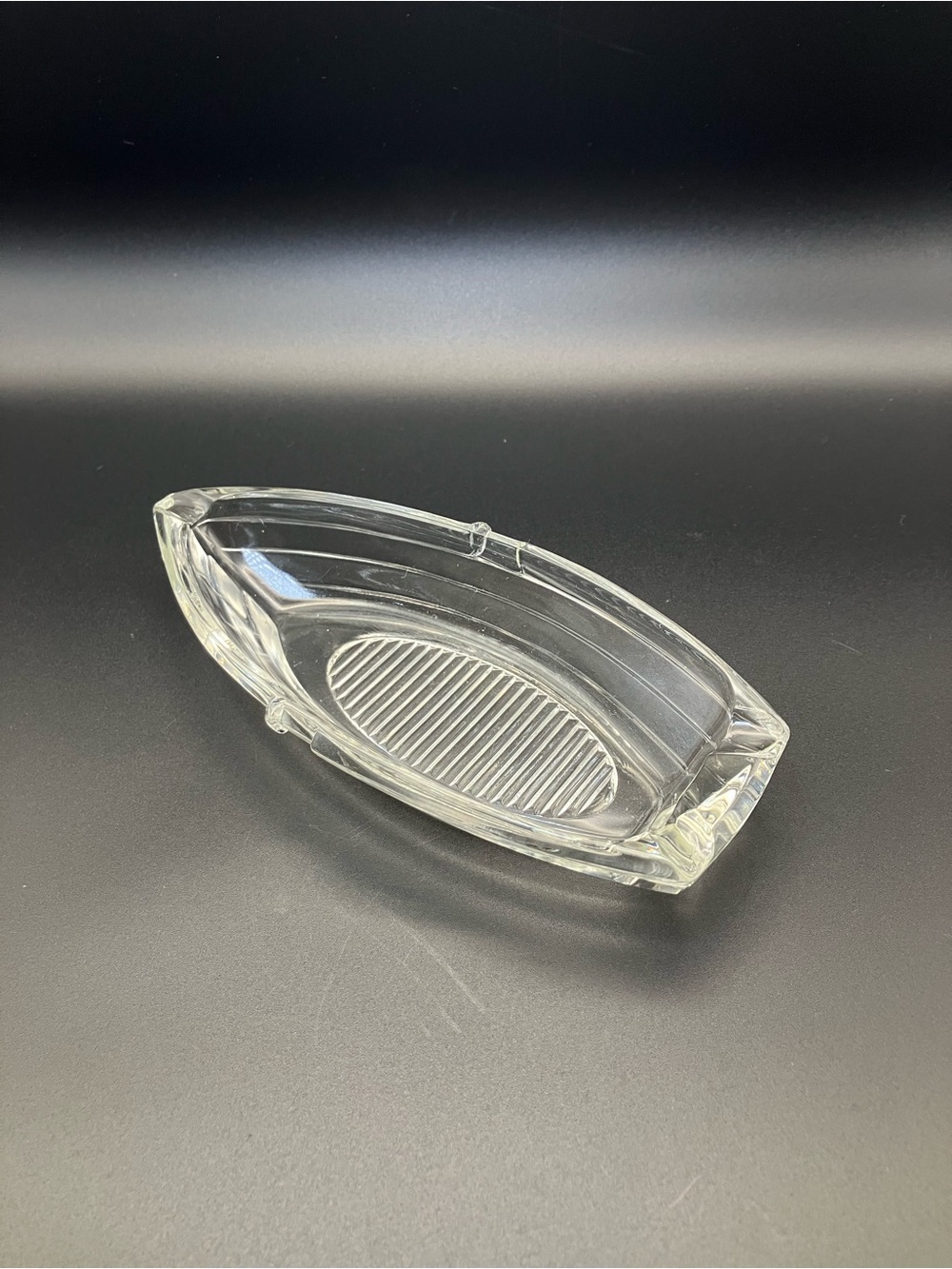 Vintage Clear Rowboat / Canoe Ashtray